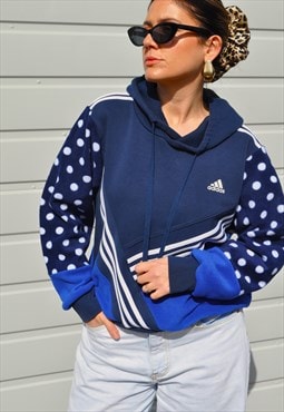 Y2K vintage reworked adidas spot stripe patchwork hoodie
