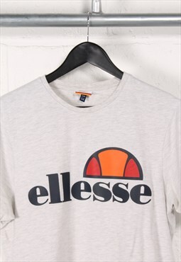 Vintage Ellesse T-Shirt in Grey Crewneck Sports Top Medium