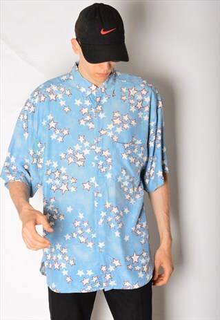 VINTAGE 80S BLUE STAR SHORT SLEEVE SHIRT