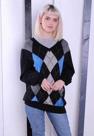 VINTAGE 90S PATTERNED JUMPER. OVERSIZED.