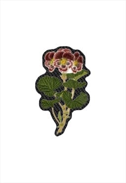 Embroidered Pelargonium Auguste Miellez iron on patch