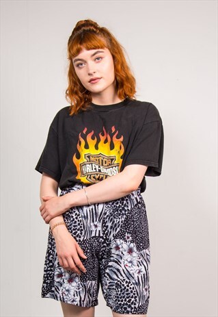 90'S VINTAGE MONOCHROME ANIMAL PRINT SHORTS CULOTTES