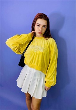 Vintage Nike Yellow Velvet Embroidered Sweatshirt