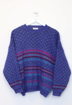 Vintage Focus knit sweatshirt in blue. Best fits M