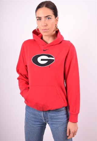 NIKE WOMENS VINTAGE HOODIE JUMPER LARGE RED 90'S
