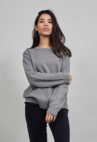 VINTAGE OVERSIZED GREY BOYFRIEND RALPH LAUREN JUMPER