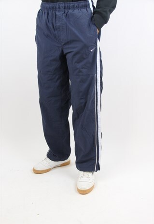 VINTAGE NIKE NAVY STRIPED TRACKSUIT BOTTOMS