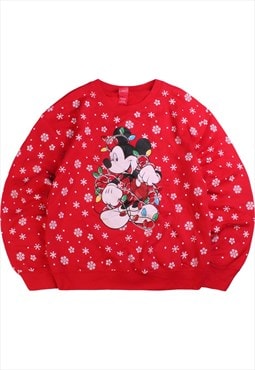 Disney Christmas Mickey Mouse Sweatshirt Women's Medium Red