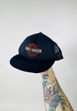 Vintage 80s Harley Davison Embroidered Snapback Hat Cap
