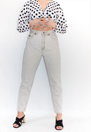 VINTAGE 90'S LEE BEIGE/GREY HIGH WAISTED MOM JEANS