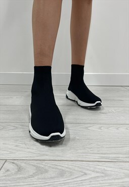White/Black Runner Sock Trainer
