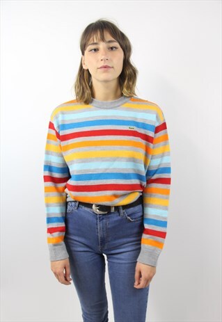 VINTAGE LACOSTE STRIPED COLOURFUL JUMPER