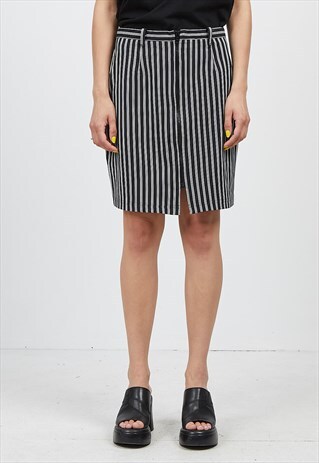 VINTAGE BLACK WHITE ARMANI STRIPED MINI SKIRT
