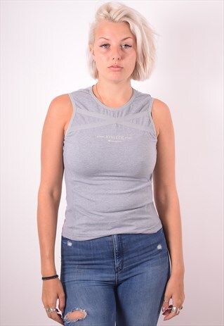 CHAMPION WOMENS VINTAGE VEST TOP LARGE GREY 90S
