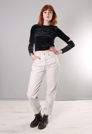 VINTAGE 90S LEVI'S 501 OFF WHITE HIGH WAISTED JEANS