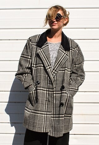 VINTAGE DOGTOOTH CHECK WINTER COAT