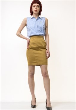 Vintage Azzedine Alaia Mini Mustard High Waisted Skirt 5346