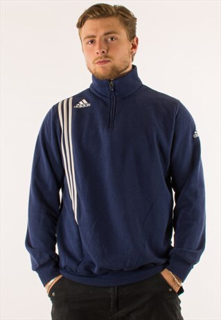 VINTAGE BLUE ADIDAS QUARTER ZIP FLEECE