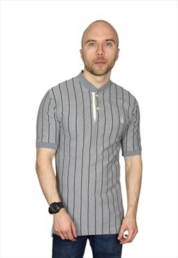 Nautica Short Sleeve T-Shirt Grey Stripes Size Medium 