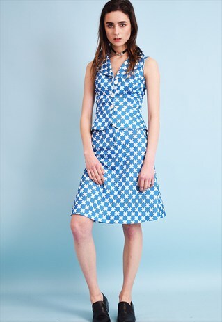 VINTAGE 70'S RETRO ABSTRACT PRINT CO-ORD TWO PIECE