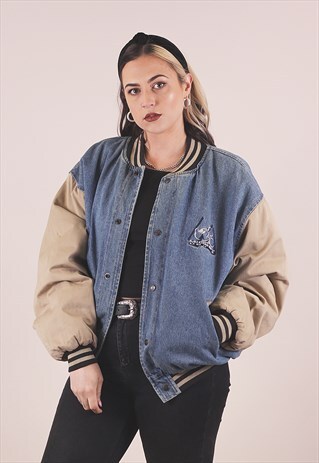 VINTAGE 80'S MICKEY MOUSE DISNEY VARSITY DENIM JACKET /A6024