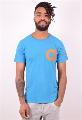 ADIDAS MENS VINTAGE T-SHIRT TOP MEDIUM BLUE 90S