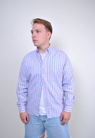 90S VINTAGE STRIPED PATTERN DRESS SHIRT WITH LONG SLEEVE