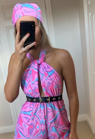 PINK ABSTRACT SWIRL BANDANA