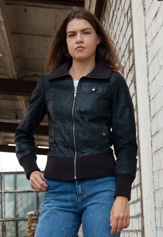 VINTAGE RETRO BLACK LEATHER JACKET