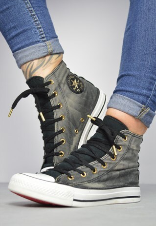 VINTAGE 90S CONVERSE BLACK TIE DYE HI-TOPS TRAINERS GRUNGE