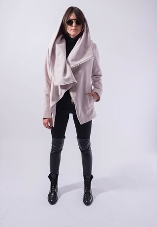 HOODED LONG WOOL COAT/CASHMERE WOOL/TRENCH COAT/WARM/F1822