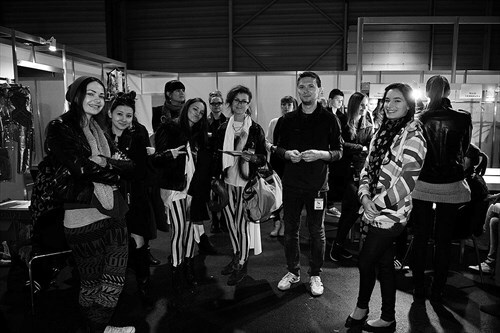 Backstage with the other designers, I am on the right side