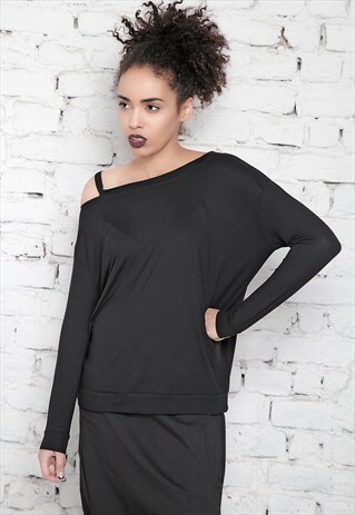ASYMMETRICAL DRESS/EXTRAVAGANT TUNIC/PARTY TUNIC/BLACK TOP