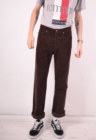 TRUSSARDI JEANS MENS VINTAGE CORDUROY TROUSERS W32 L31 90S