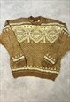 VINTAGE ABSTRACT KNITTED JUMPER PATTERNED GRANDAD SWEATER