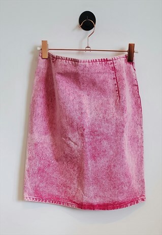 VINTAGE 90S ACID WAS DENIM PENCIL SKIRT PINK