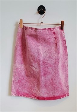 Vintage 90s Acid Was Denim Pencil Skirt Pink