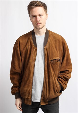 VINTAGE OVERSIZED SUEDE BOMBER JACKET