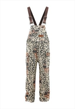 Leopard dungarees jean tiedye overalls animal print jumpsuit