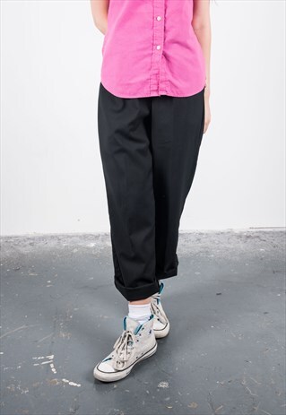 VINTAGE 1990S BLACK HIGH-WAISTED TROUSERS
