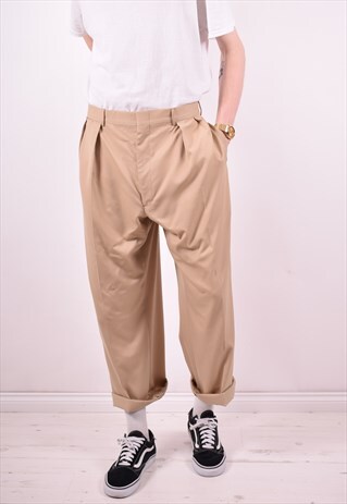 POLO RALPH LAUREN MENS VINTAGE TROUSERS W40 L28 BEIGE 90'S