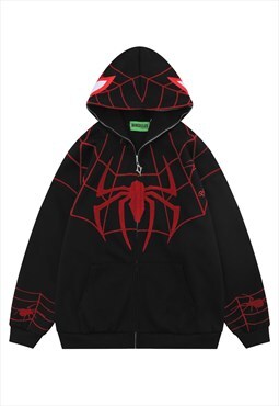 Spider web hoodie Gothic pullover punk top grunge jumper