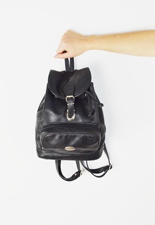 BLACK FAUX LEATHER RUCKSACK BAG