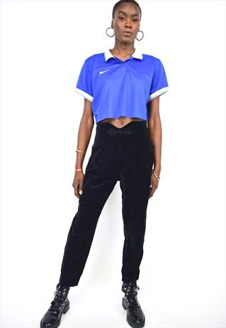 VINTAGE 90S BLACK VELVET V-NOTCH WAIST PANTS