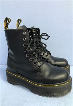 Jadon Boots Black Smooth Leather Platform 