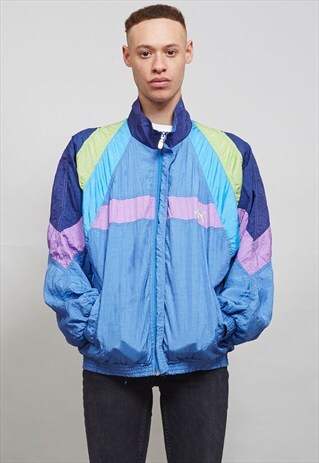 80'S VINTAGE MULTI COLOURED PUMA SHELL JACKET