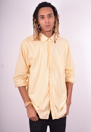 YVES SAINT LAURENT MENS VINTAGE SHIRT XL YELLOW 90'S