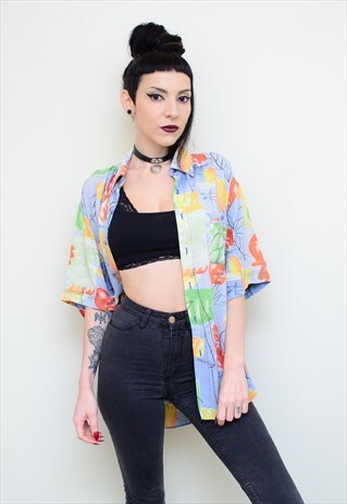 VINTAGE 90'S FUNKY ABSTRACT PATTERNED OVERSIZED SHIRT