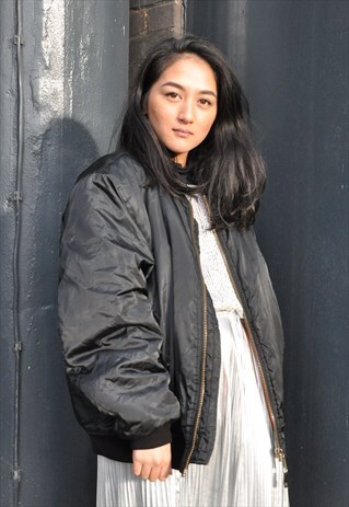 VTG 90S BLACK MA1 FLIGHT BOMBER JACKET