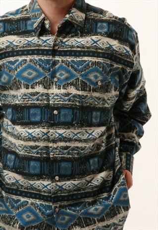 90S VINTAGE OLDSCHOOL HAPPY LIFE PATTERN COTTON SHIRT 15800